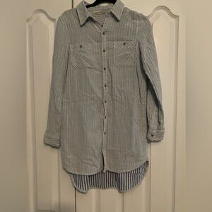 Hippie Laundry pastel blue Striped Button Down Shirt dress